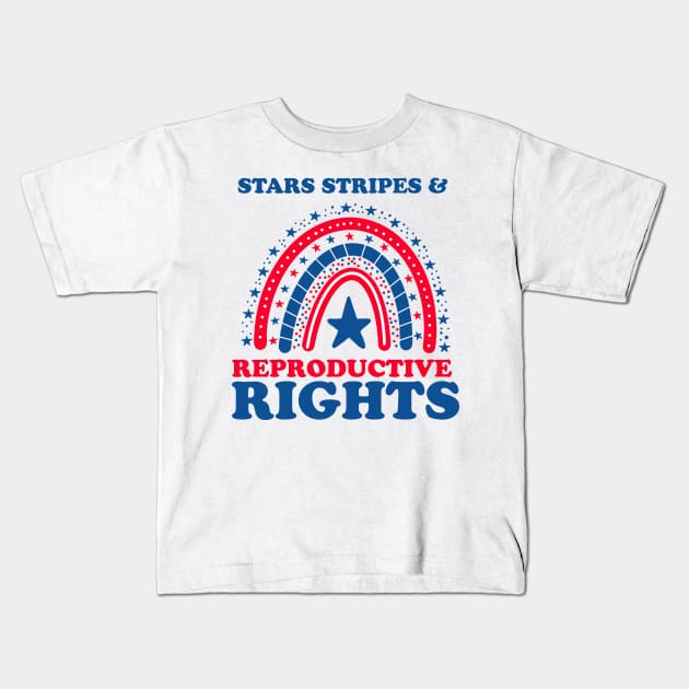 Pro Choice Boho Rainbow Feminist Stars Stripes Reproductive Rights Kids T-Shirt by BadDesignCo